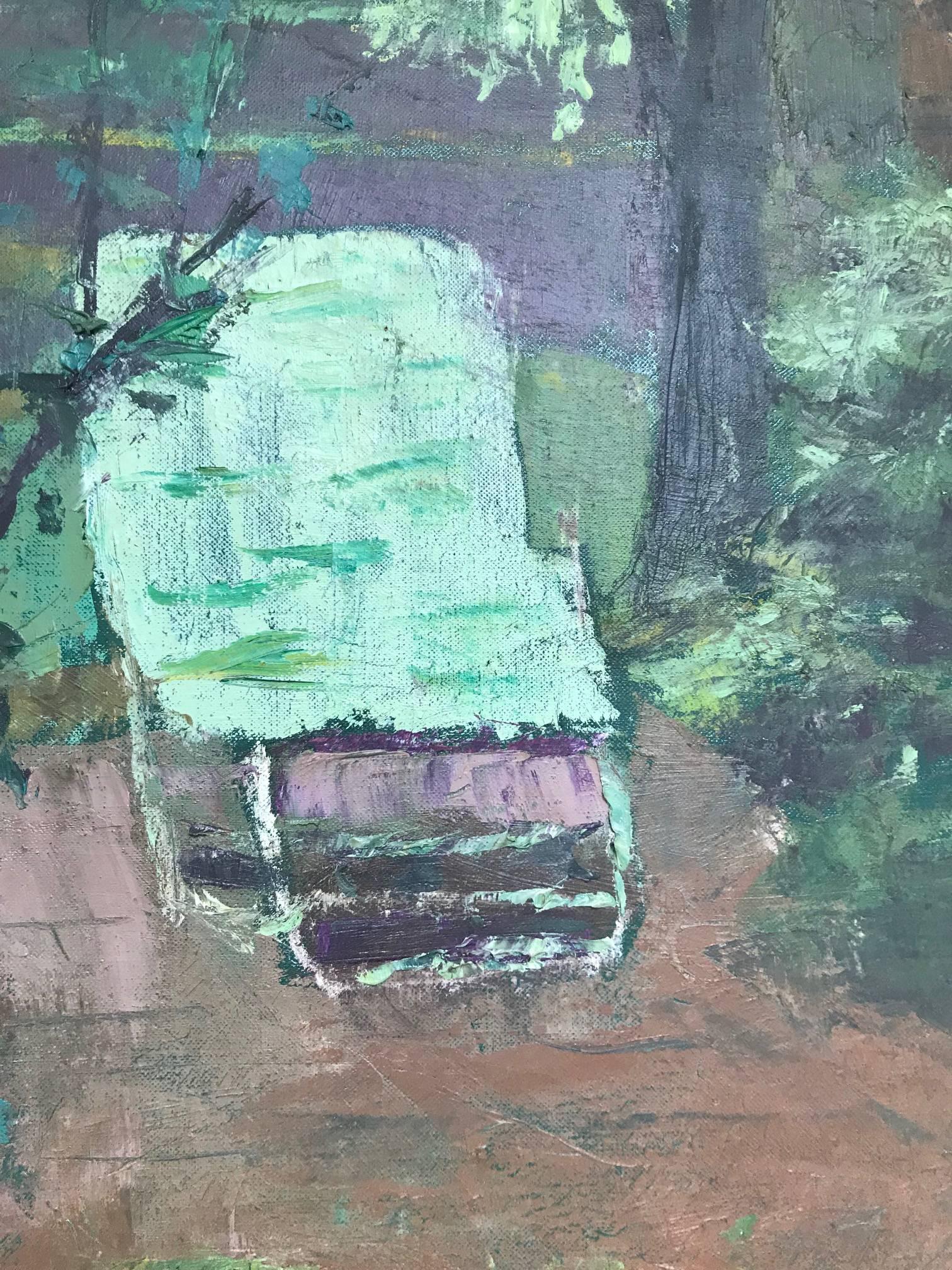 Untitled (Suburban Backyard) - Painting by Fred Caston  