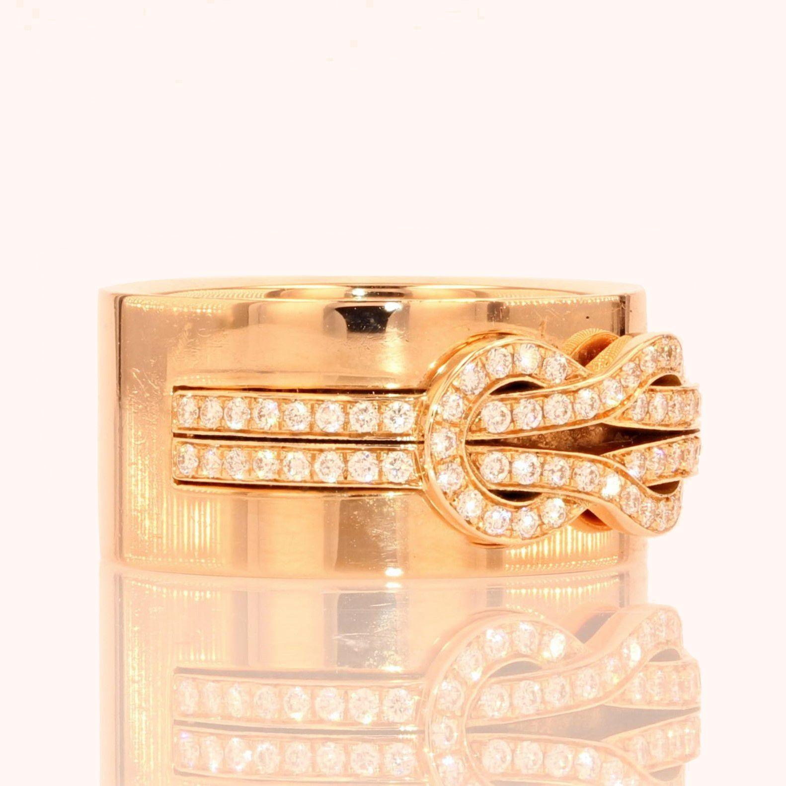 Modern Fred Chance Infinie Diamonds 18 Karat Rose Gold Medium Model Band Ring For Sale