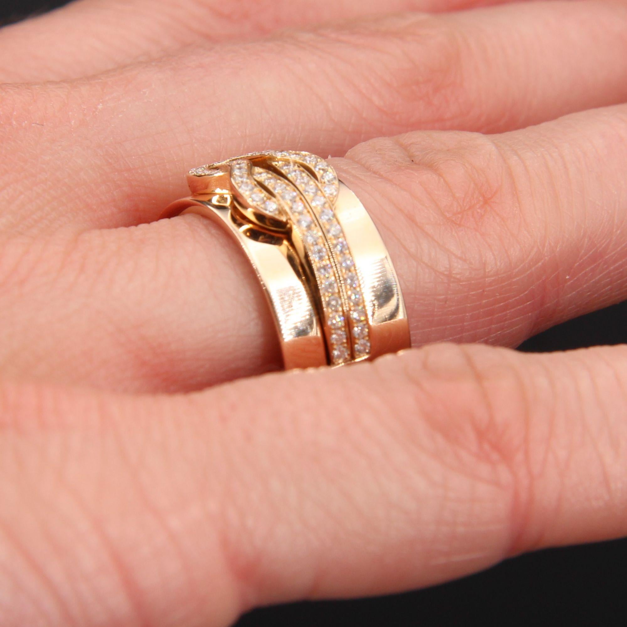 Brilliant Cut Fred Chance Infinie Diamonds 18 Karat Rose Gold Medium Model Band Ring For Sale