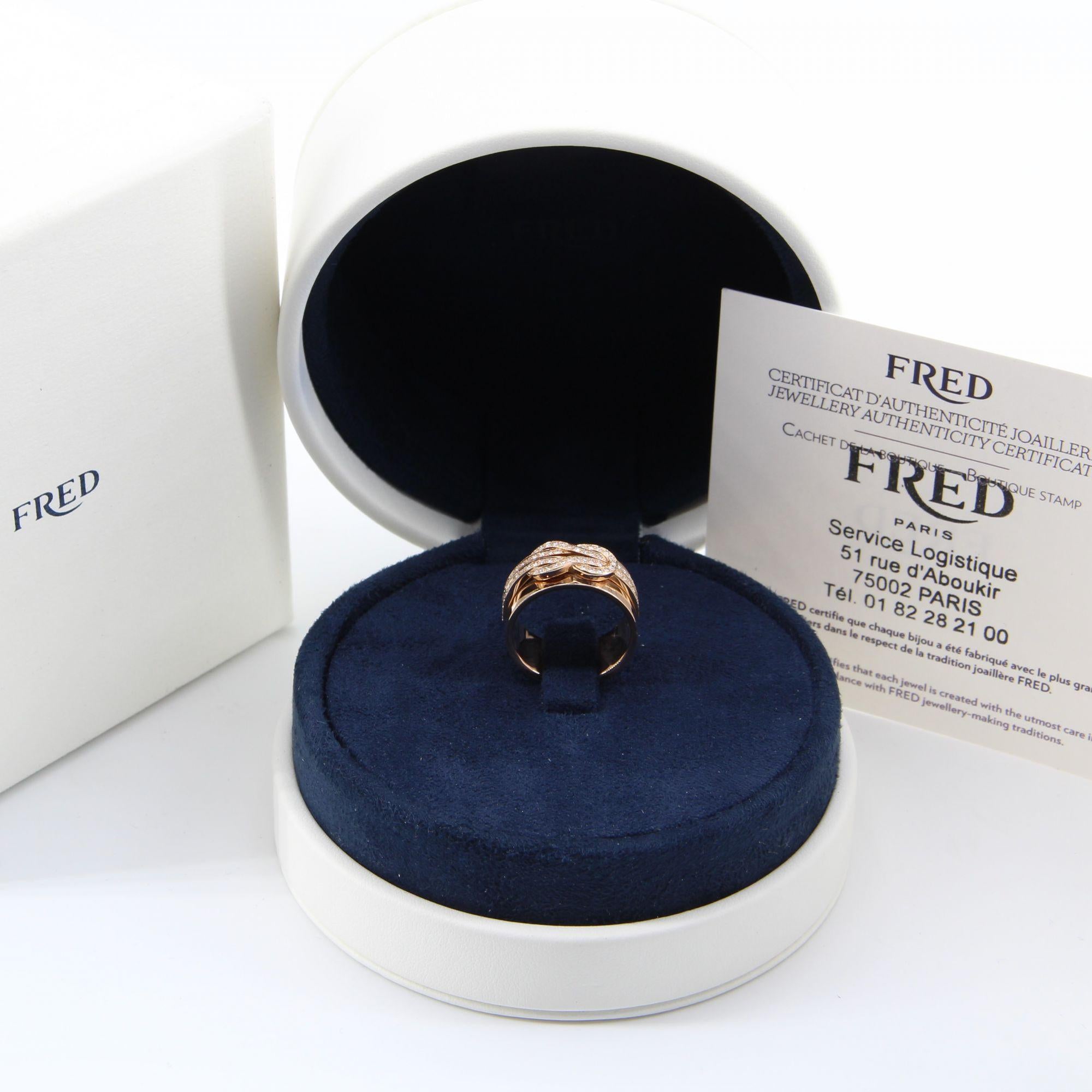 Fred Chance Infinie Diamonds 18 Karat Rose Gold Medium Model Band Ring In Excellent Condition In Poitiers, FR
