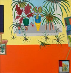 Living Room Window (Bright Colored Interior Painting with House Plants)