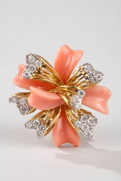 Fred Paris  Coral Diamond Earrings