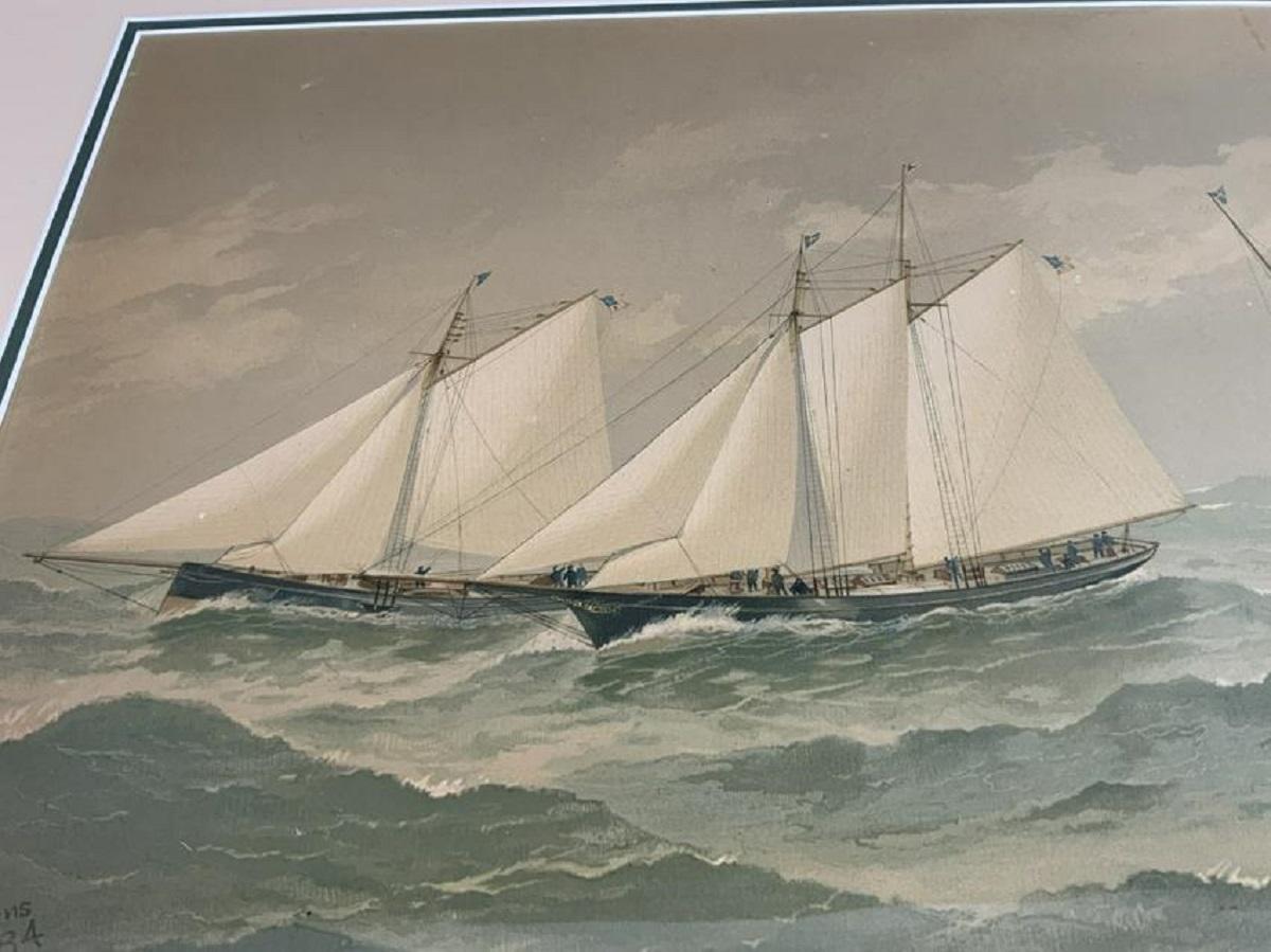 Early 20th Century Fred Cozzens American Yachting Print For Sale