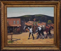 Vintage "Down By The Rio Grande"  Texas Cowboy Western Scene