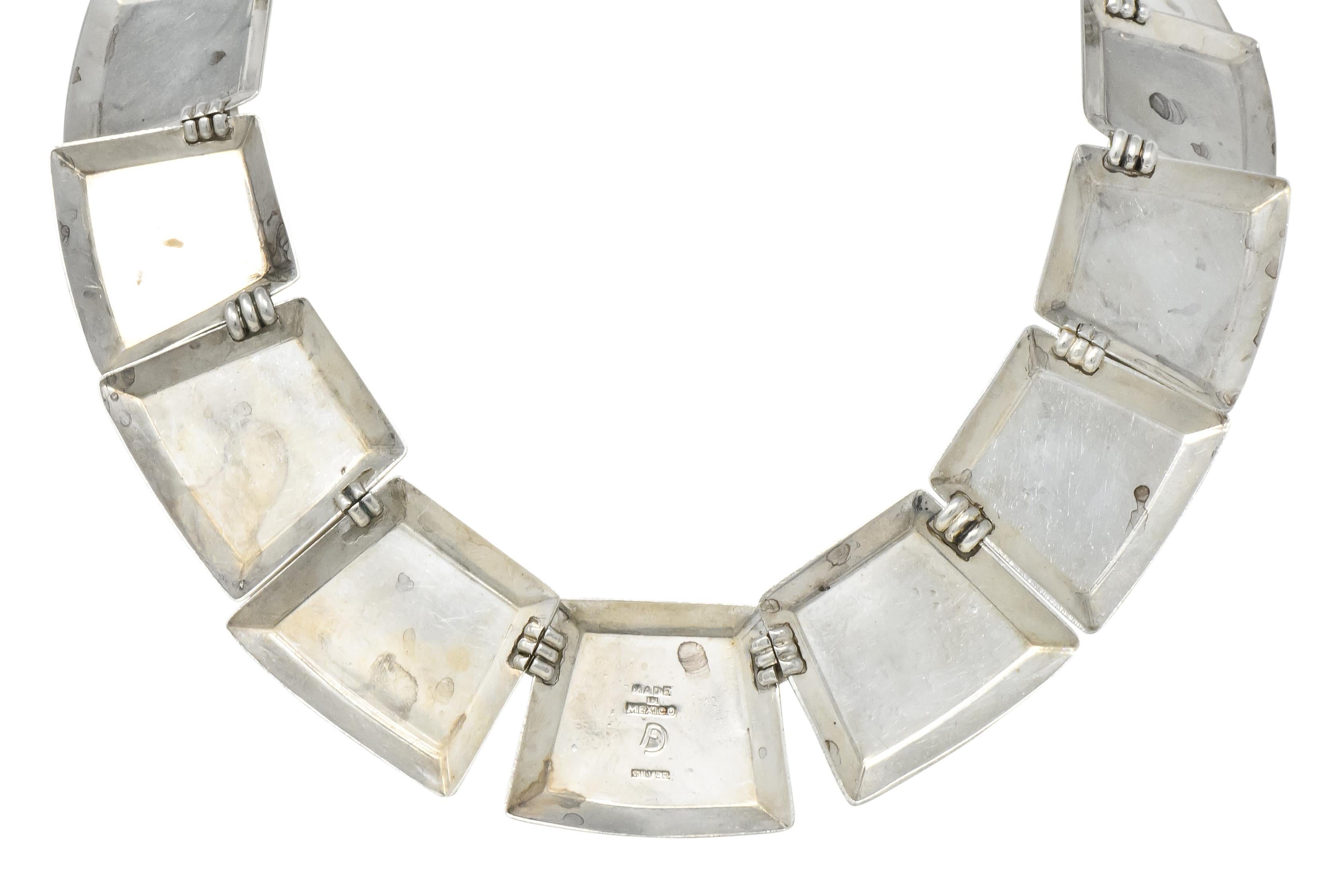 Women's or Men's Fred Davis Mexico Sterling Silver Panel Necklace, circa 1940