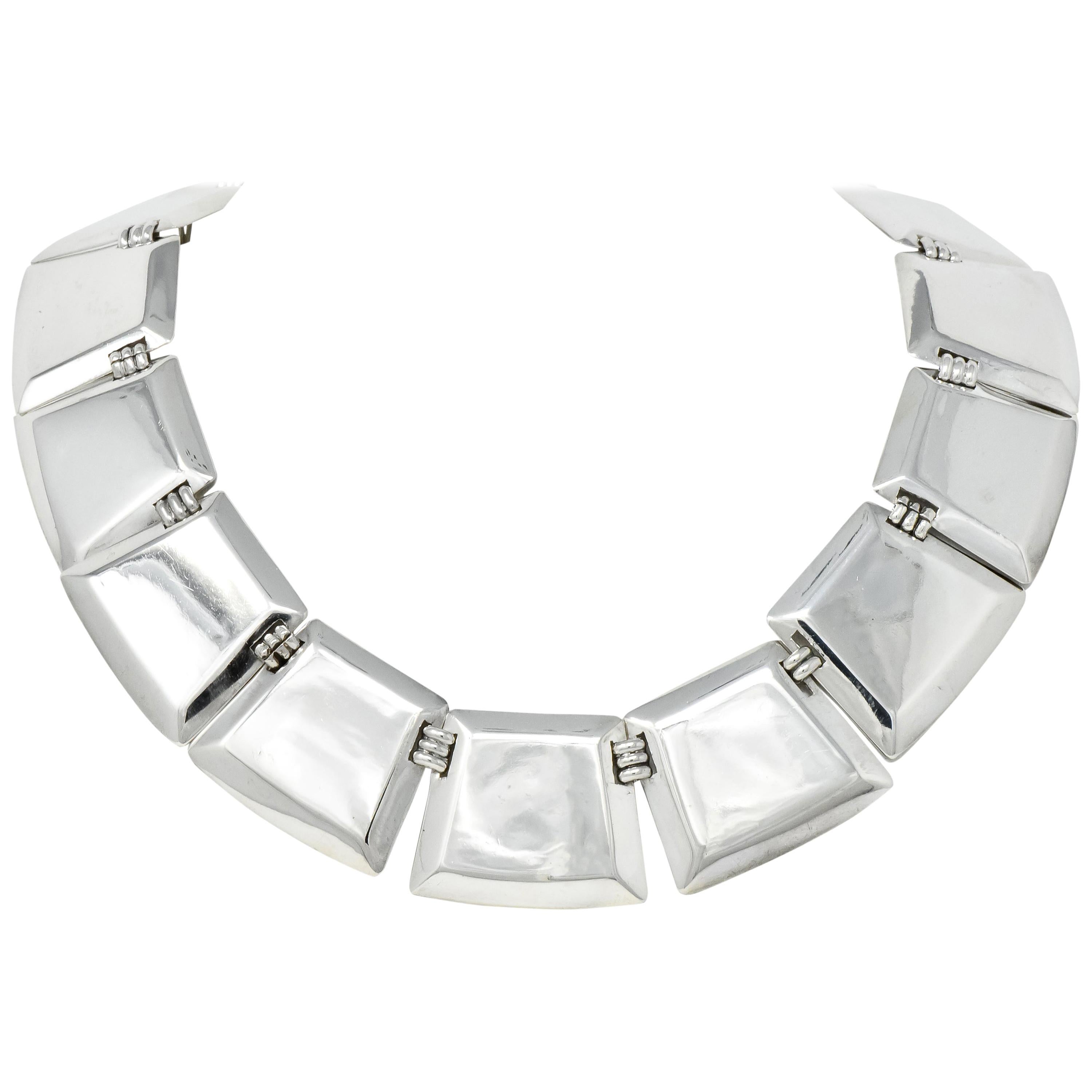 Fred Davis Mexico Sterling Silver Panel Necklace, circa 1940