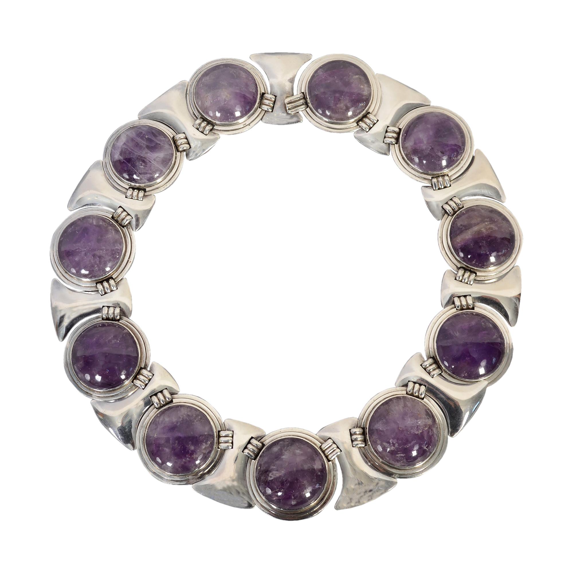 Fred Davis Sterling Silver and Amethyst Necklace For Sale