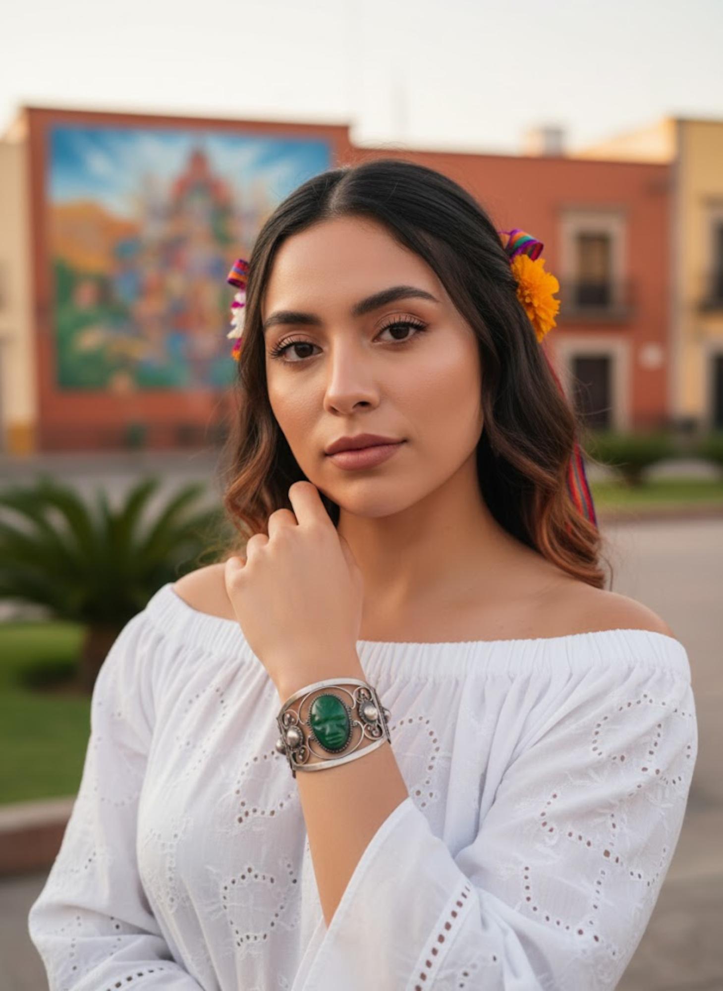 Fred Davis Bracciale in Greene & Greene Silver con Onice Verde in vendita 2