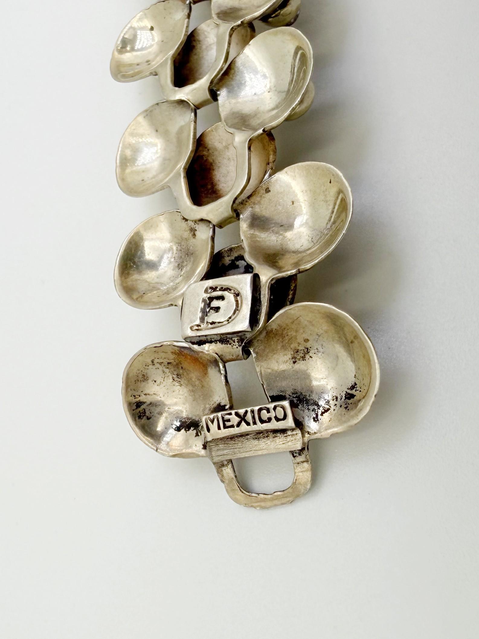 Fred Davis Bracciale in argento Taxco con cabochon di ametista, Vintage Mexican Modern in vendita 1