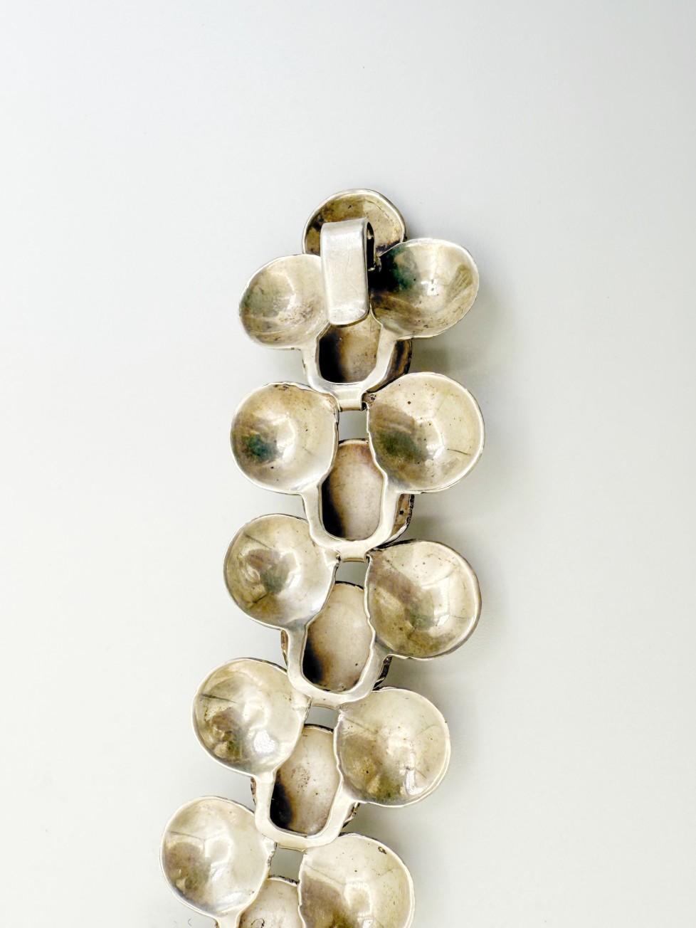 Fred Davis Bracciale in argento Taxco con cabochon di ametista, Vintage Mexican Modern in vendita 2