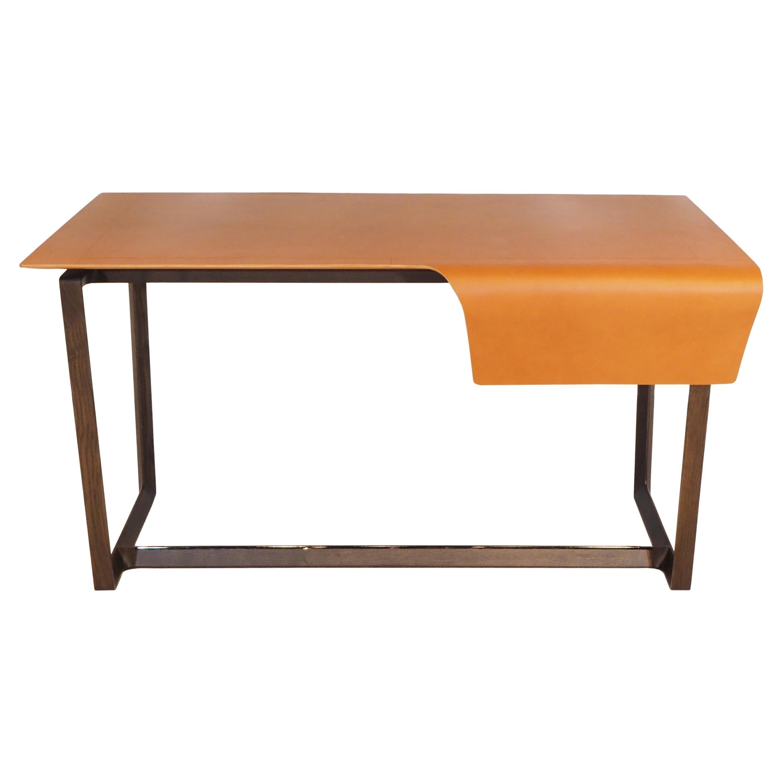 Fred Desk Top in Saddle Extra Leather Cammello For Sale