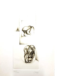 Fred Deux - Surrealismo gris II - Grabado original firmado