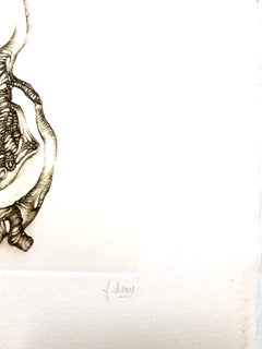 Fred Deux - Grauer Surrealismus III - Signierte Original-Radierung