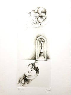 Fred Deux - Surréalisme gris VII - gravure originale signée