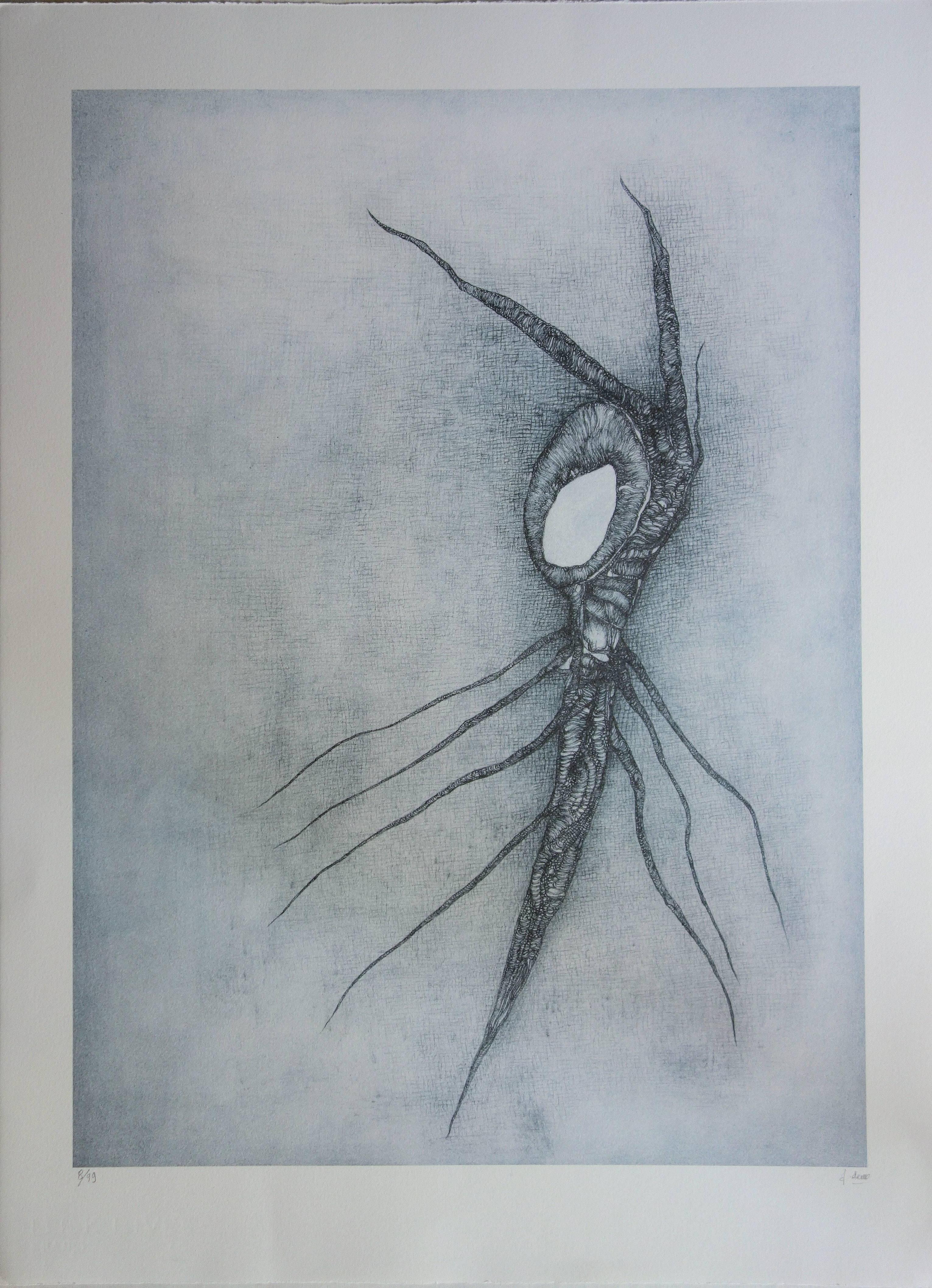 Fred Deux Figurative Print - The twentieth cosmic root