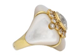 Fred diamond and mother of pearl cluster ring, French, circa 1970.