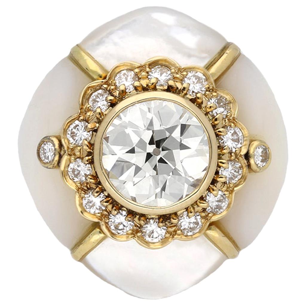 Fred Diamond and Mother of Pearl Ring For Sale at 1stDibs mother of