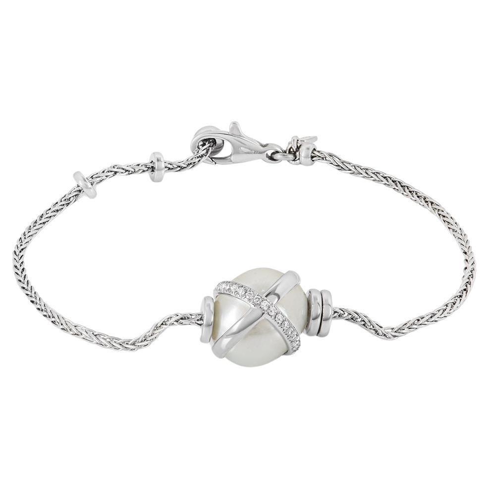 Fred Diamond and Pearl Bracelet in Platinum 6B0180 For Sale