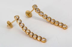 Fred Diamond and Rose Gold Dangle Earrings