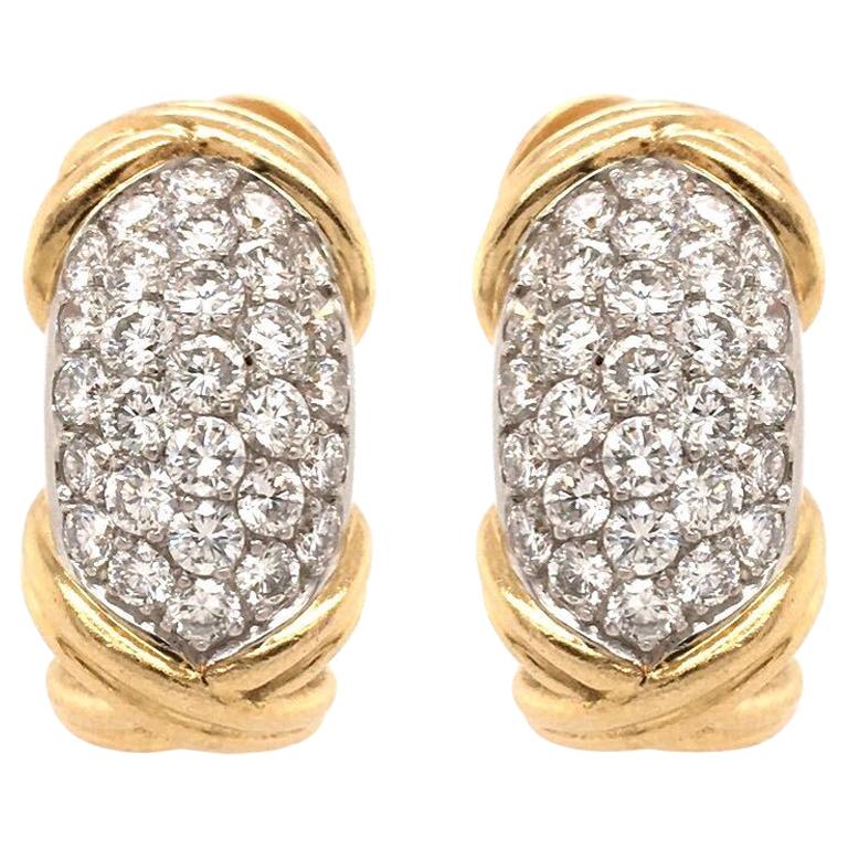 Fred Diamond and Yellow Gold Earrings