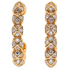 Fred Diamond and Yellow Gold Hoop Earrings