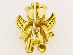 Fred Diamond Pearl 18 Karat Yellow Gold Angel Brooch