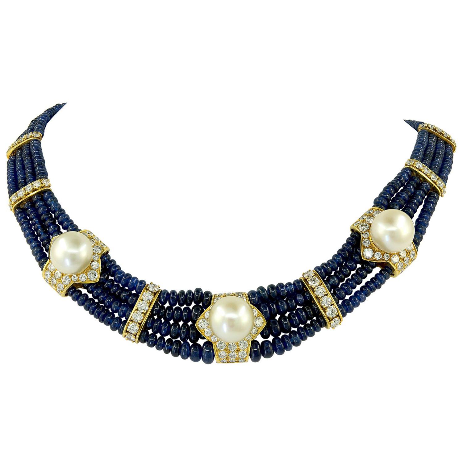 Fred Diamond, Sapphire 
Pearl Necklace