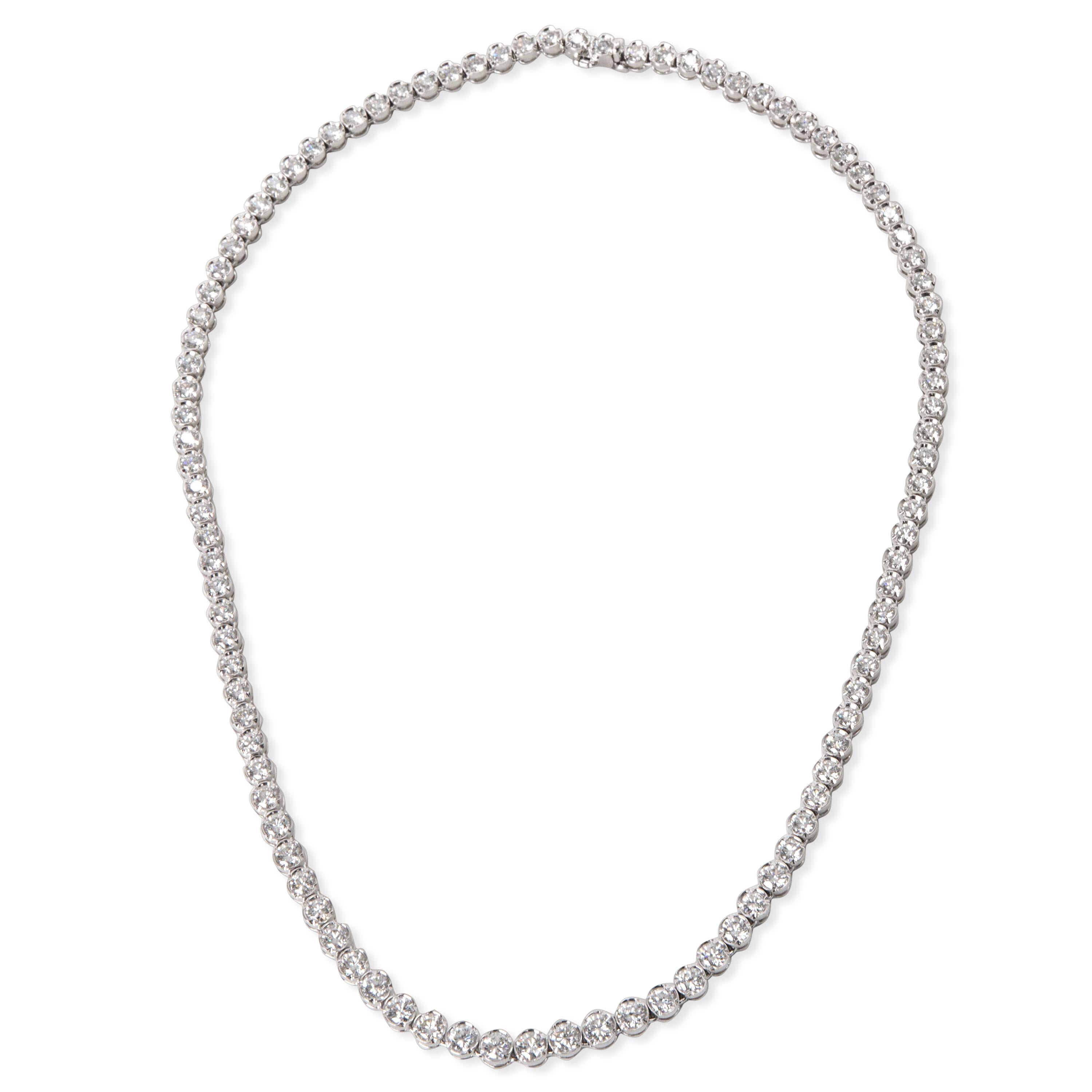 Fred Diamond Tennis Necklace in 17 Karat White Gold IGL Certified 8.55 Carat In New Condition In New York, NY