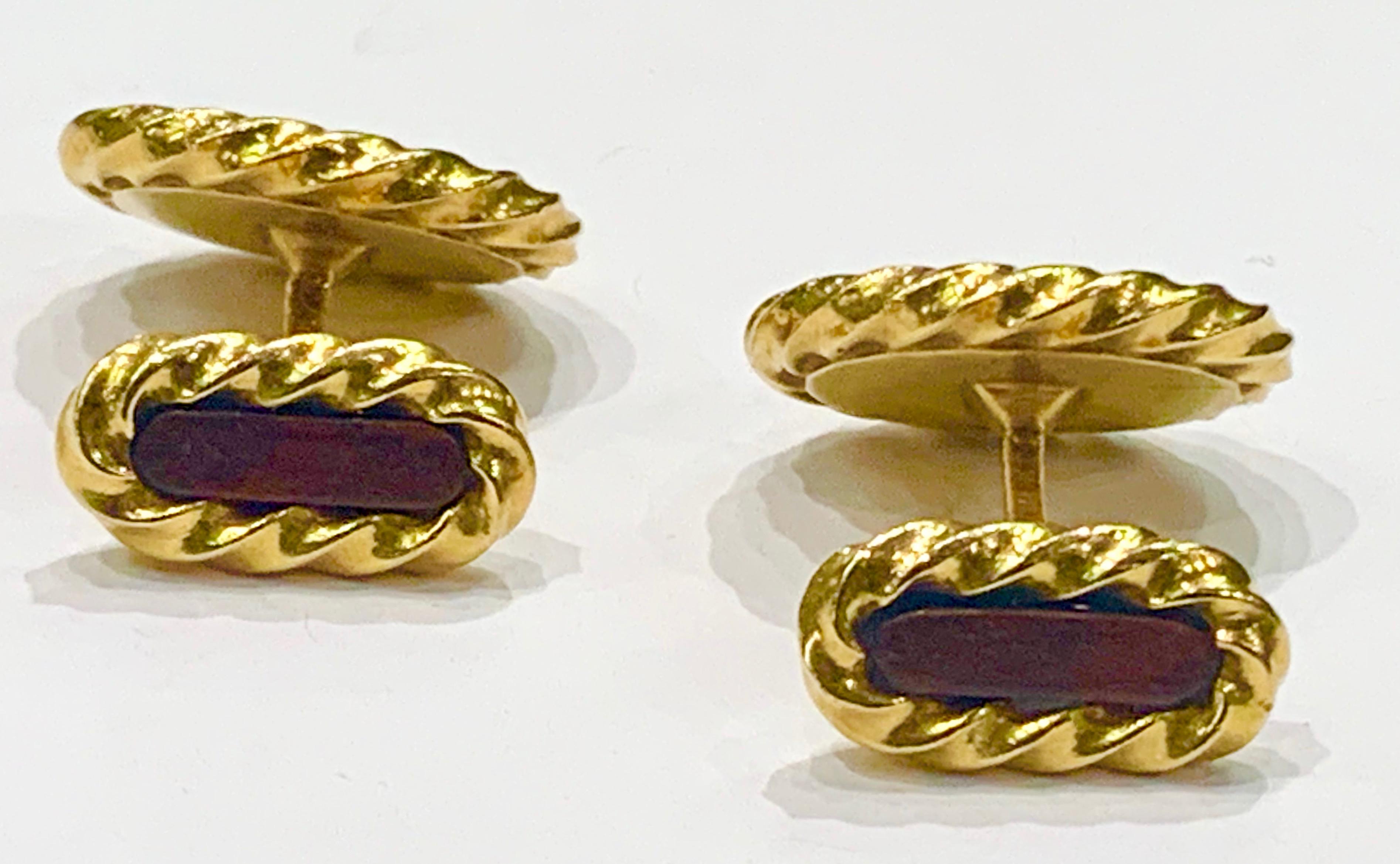 Fred Paris Wood Gold Cufflinks In Excellent Condition For Sale In New York, NY