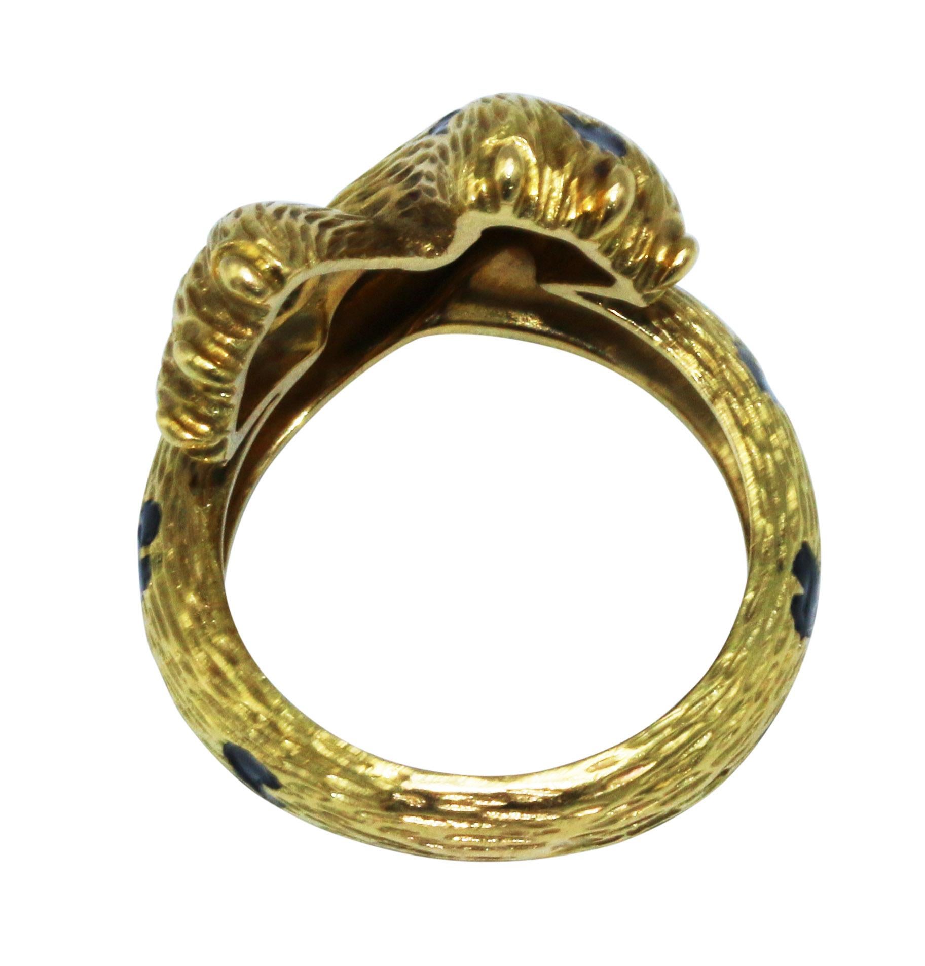 Women's or Men's Fred Enamel and Gold Panther Ring