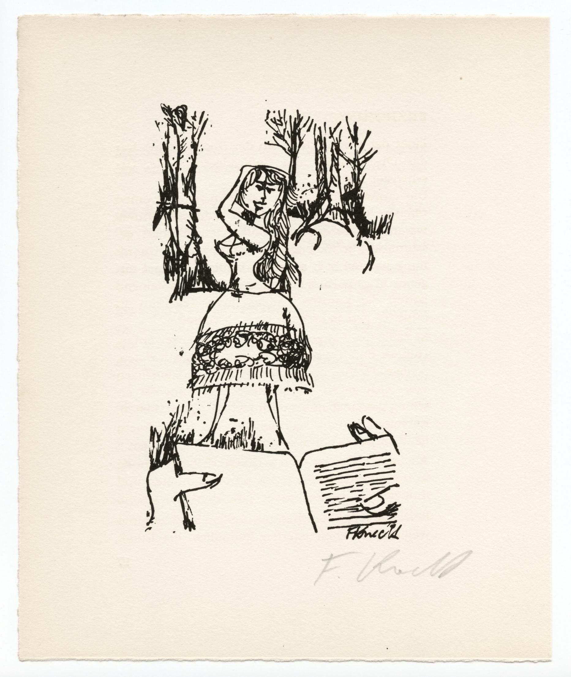 signierte Lithographie – Print von Fred Engelbert Knecht