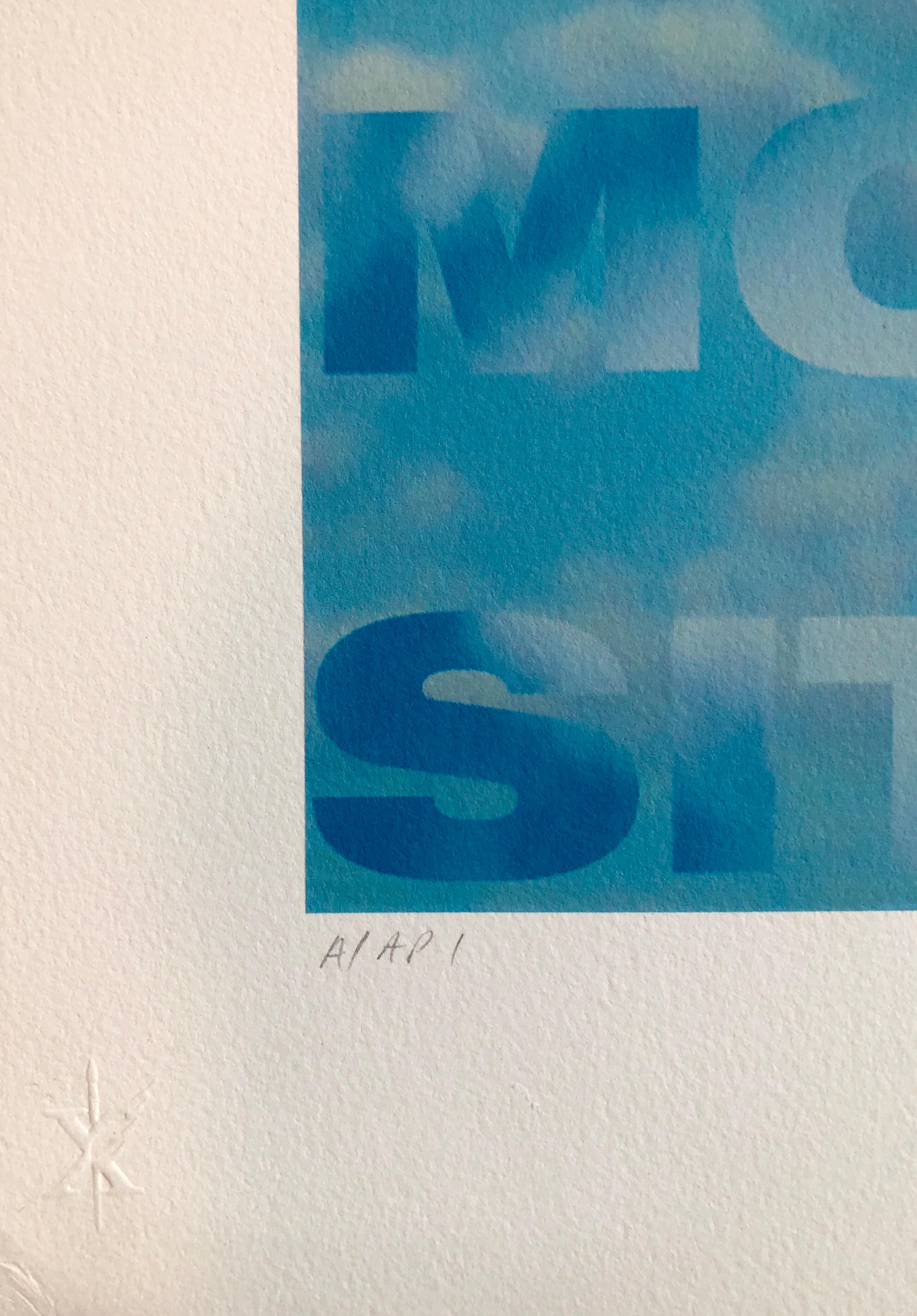 Large Sky Blue Color Iris Print Text Based Conceptual Muse X LA Artist 1 of 2 A For Sale 1