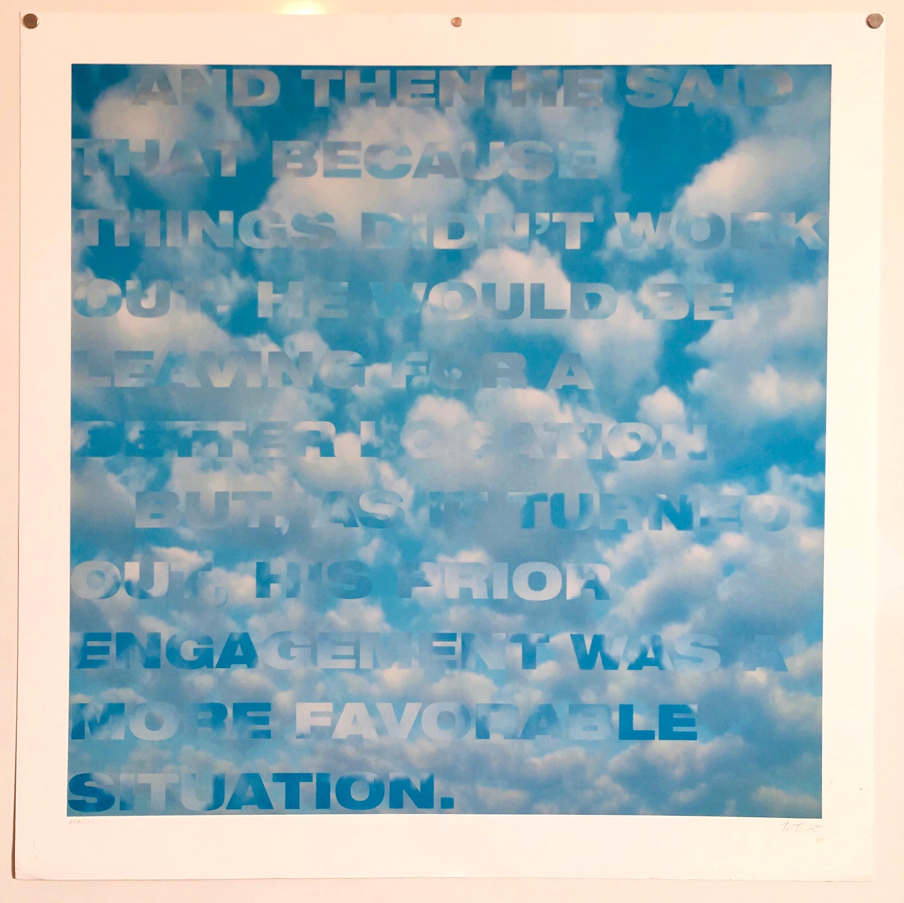 Large Sky Blue Color Iris Print Text Based Conceptual Muse X LA Artist 1 of 2 A For Sale 5