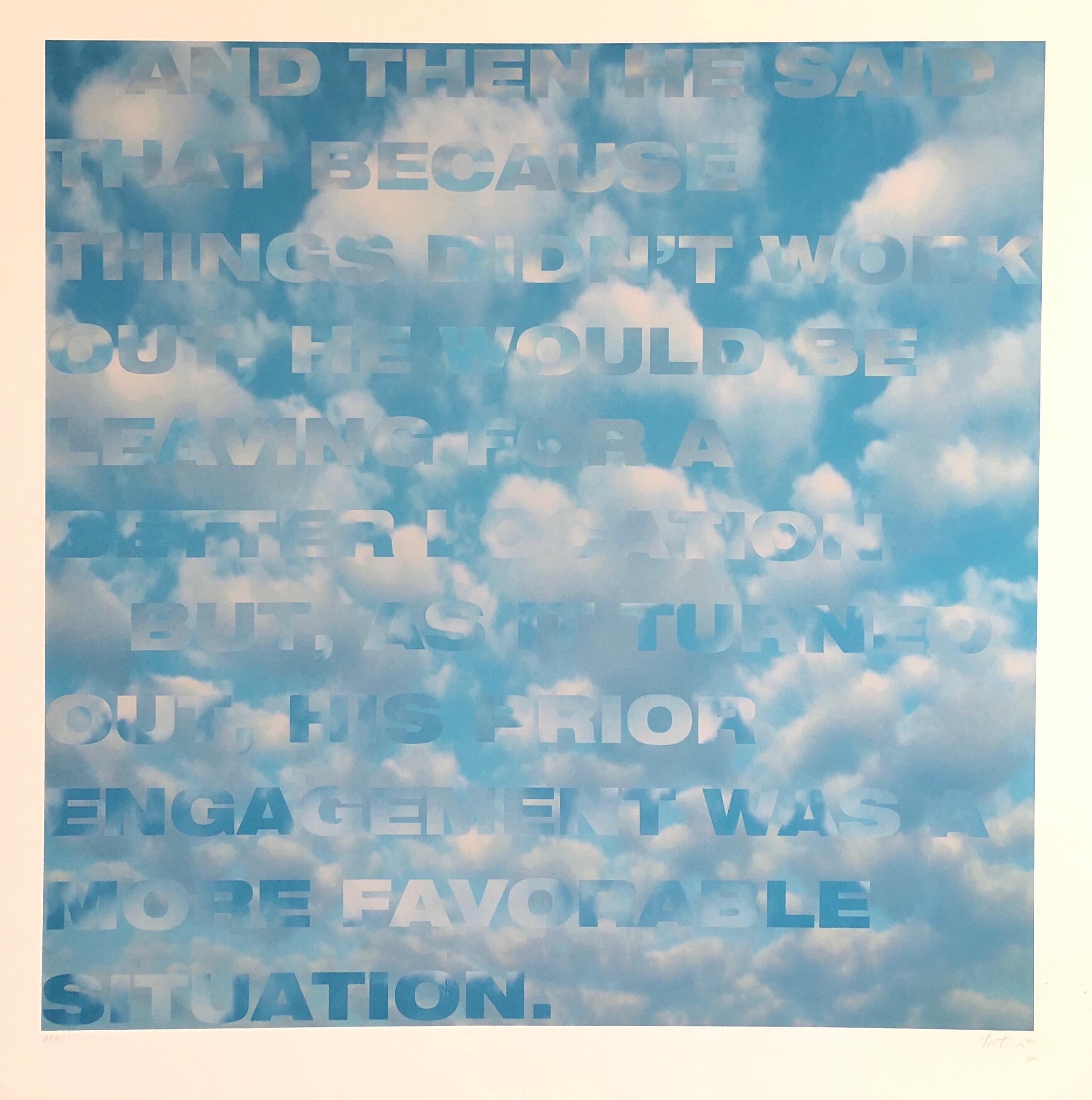 Grande colore blu cielo Iris Stampa Testo basato su Muse concettuale X LA Artista 1 di 2 A