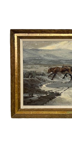 American Western Cowboy Horse & Cattle Oil Painting "Spring In The High Country"