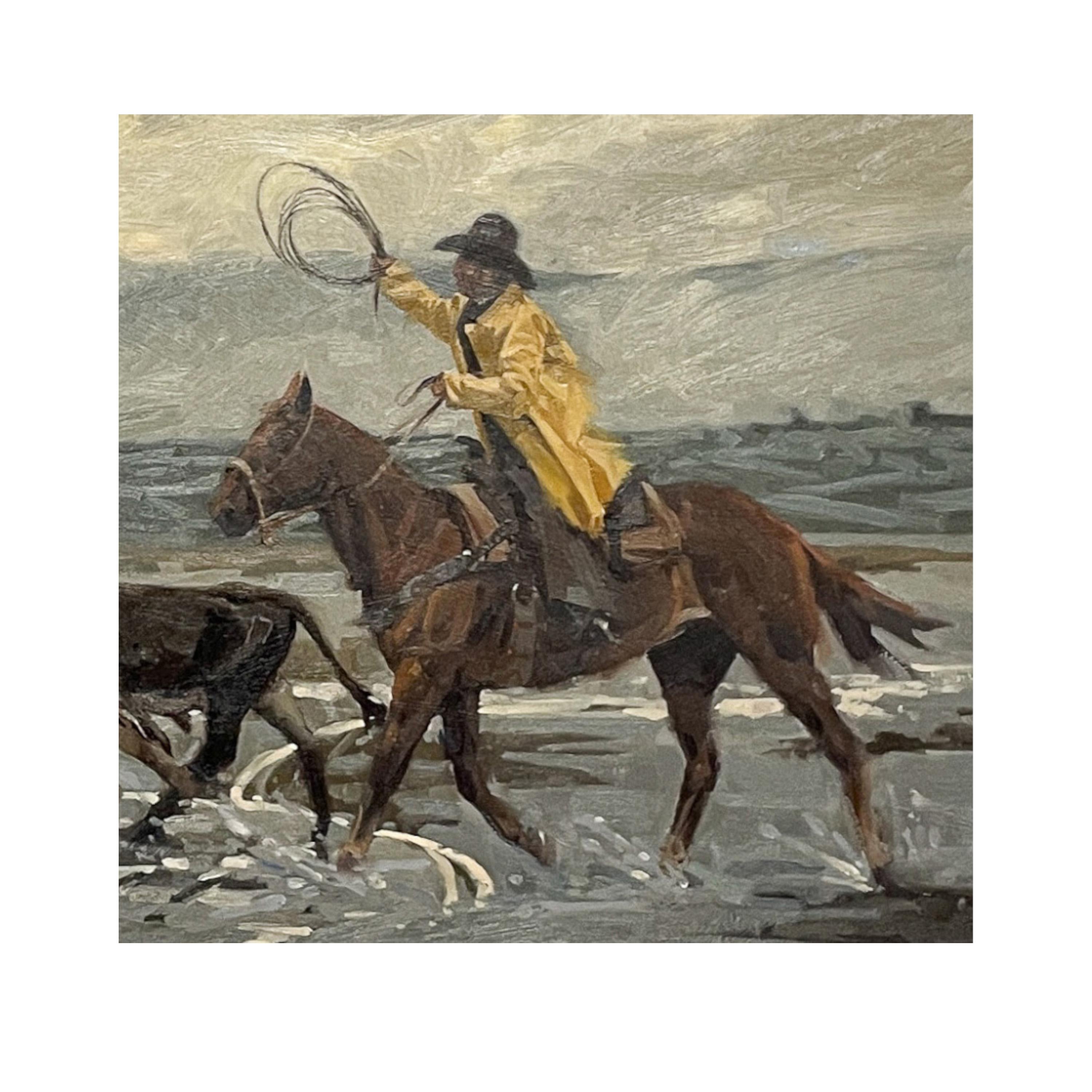 Una pintura al óleo original de un vaquero del Oeste, del célebre artista del Oeste Fred Fellows (nacido en 1934), 