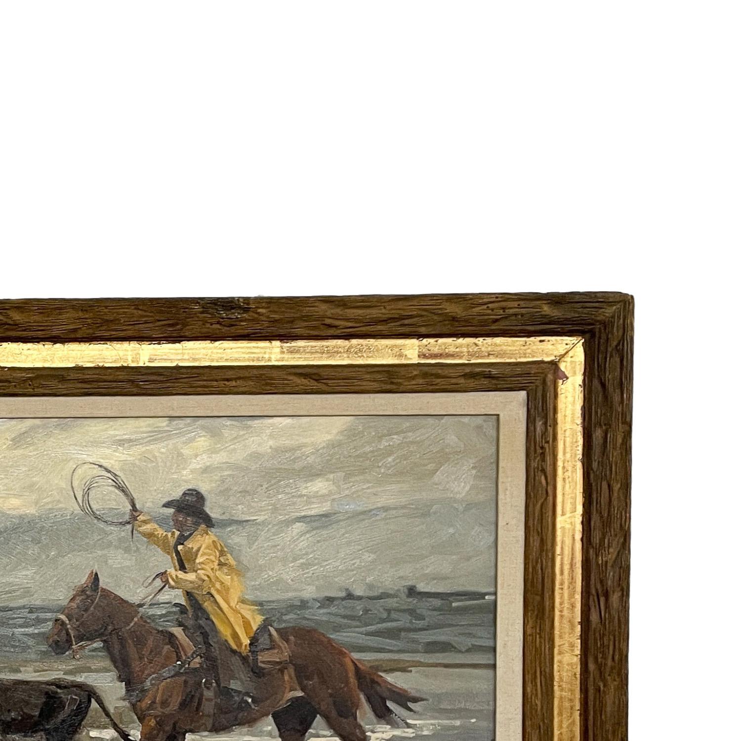 American Western Cowboy Caballo y Ganado Pintura al óleo 