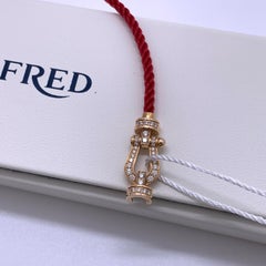 FRED Force 10 0.25ct Diamond 18K Gold Red Cable Cord Buckle Bracelet Size 15