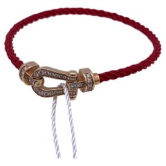 FRED Force 10 0.25ct Diamond 18K Gold Red Cable Cord Buckle Bracelet Size 15