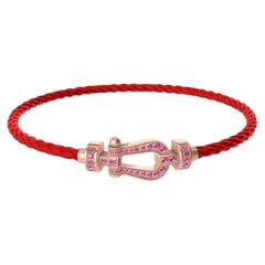 Fred Force 10 18K Rose‑Gold Full‑Pavé Diamond & Pink‑Sapphire Horseshoe‑Bracelet