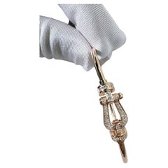 Pulsera tipo herradura FRED Force 10 de oro rosa de 18 quilates, tamaño mediano, con pavé de diamantes