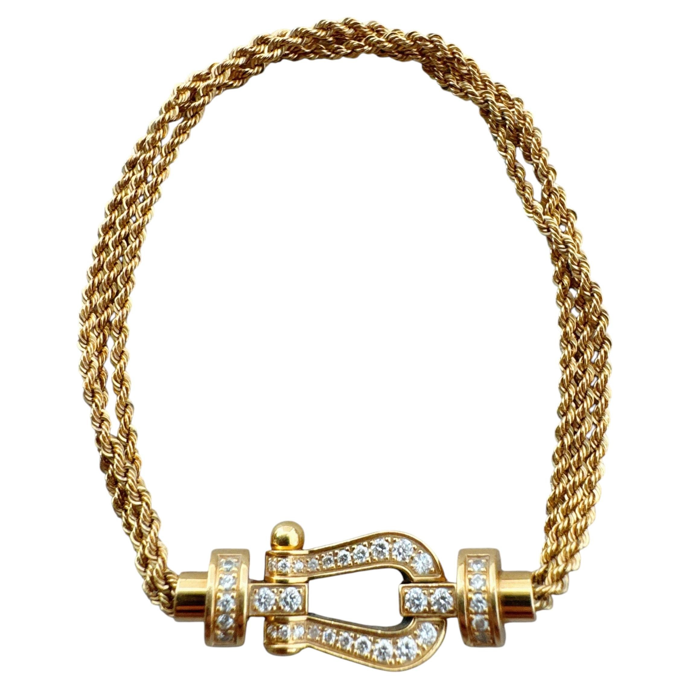 Fred Force 10 18K Yellow‑Gold Full‑Pavé Diamond Horseshoe‑Link Bracelet