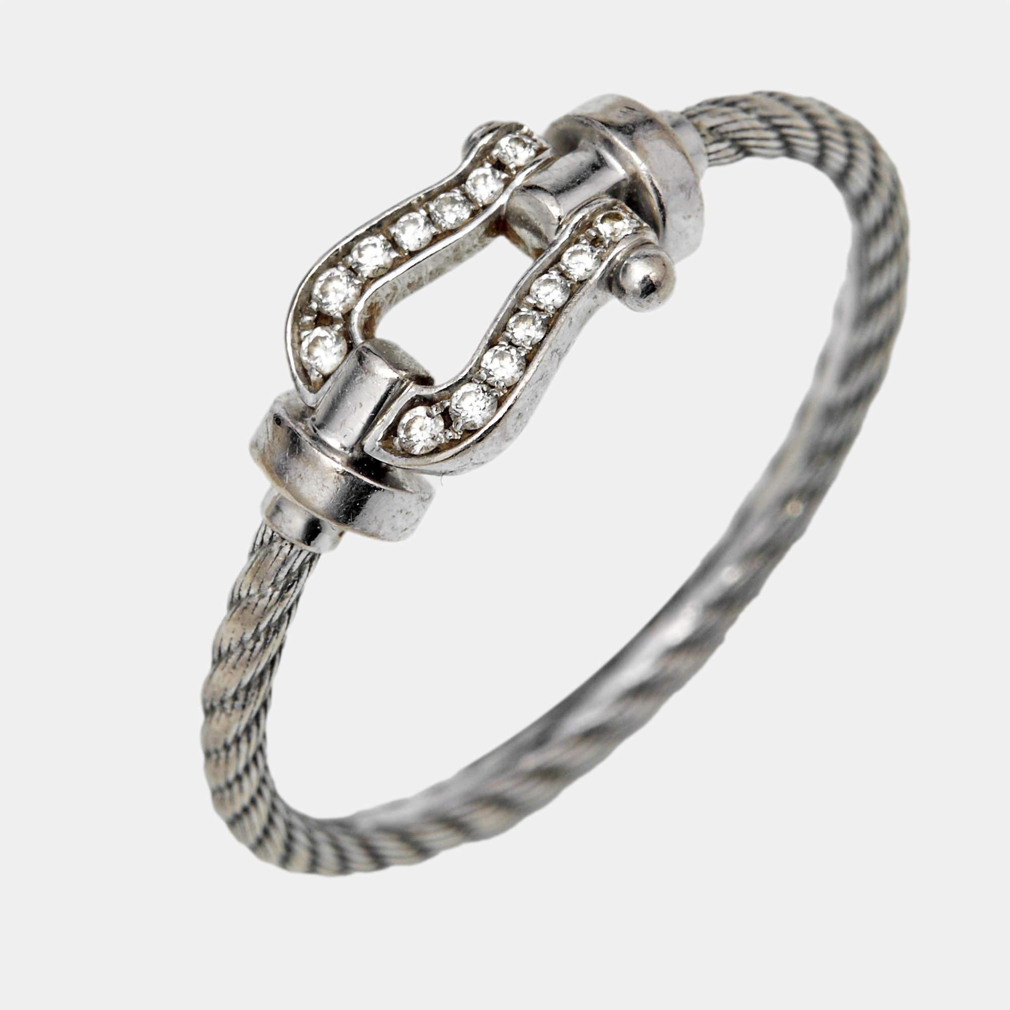 Women's Fred Force 10 Diamond 18k White Gold Ring Size 54