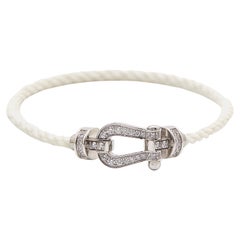 Fred Force 10 Diamanten 18k Weißgold Stahl-Cord-Armband
