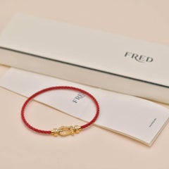 Fred Force 10 Diamond 18K Yellow Gold Red Cord Bracelet Medium Model