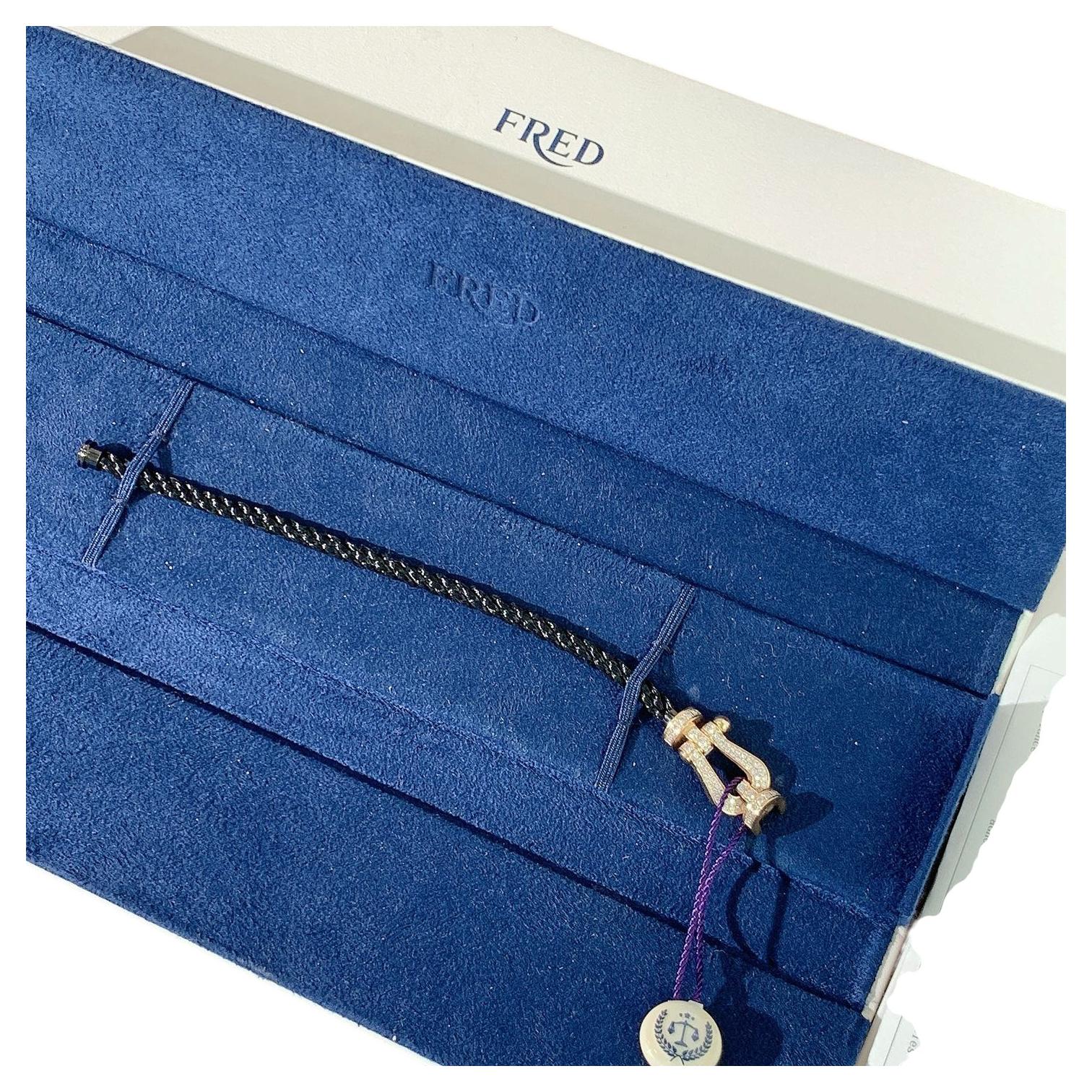 Fred Bracelet grand format 10 diamants en or jaune, taille 15 en vente