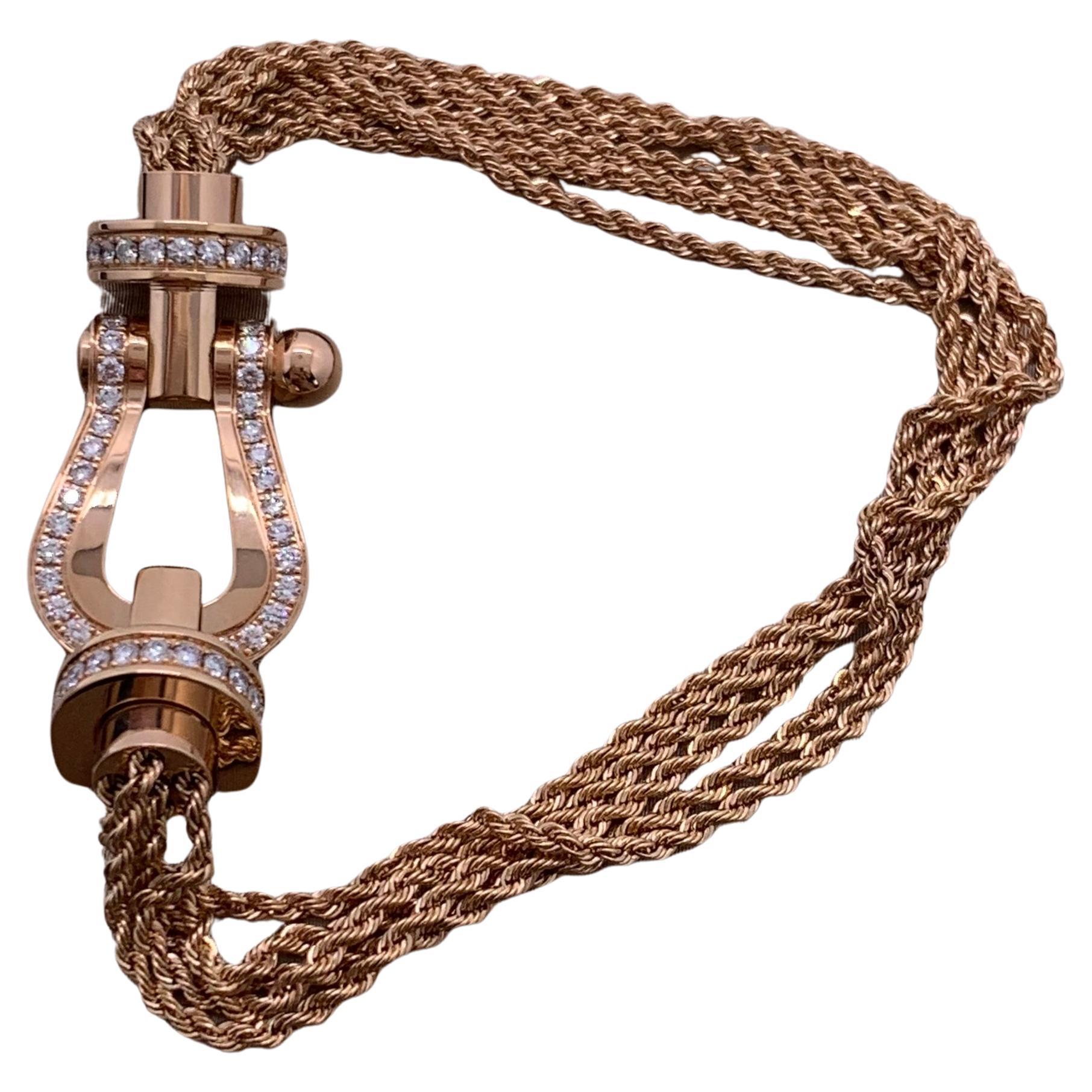 FRED Force 10 Pulsera grande de diamantes de oro rosa de 18 quilates