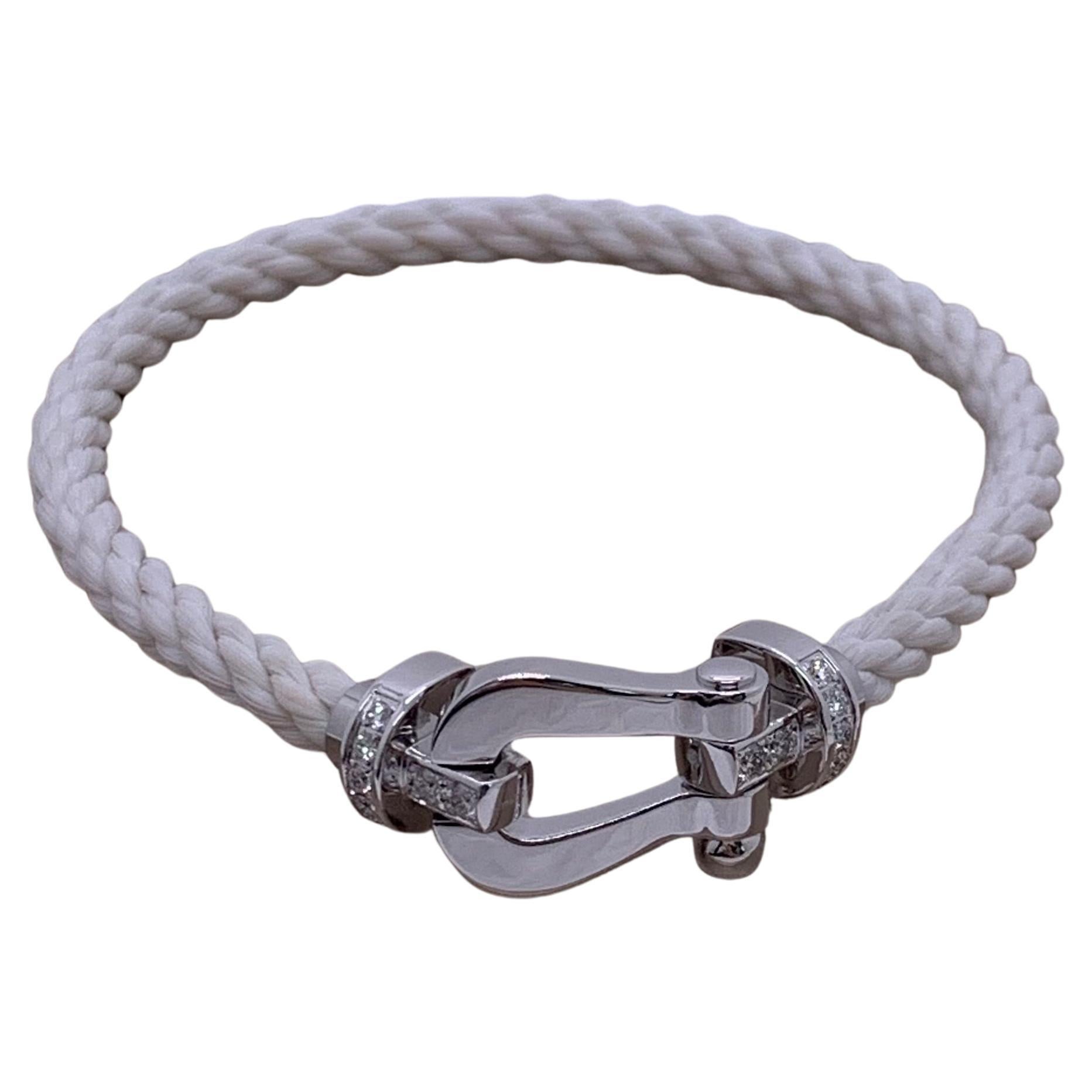Bracelet à fermoir nautique FRED Force 10  Platine, demi-diamant, taille 18