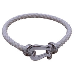 FRED Force 10 Nautical Clasp Bracelet  Platinum, Half-Diamond, Size 18