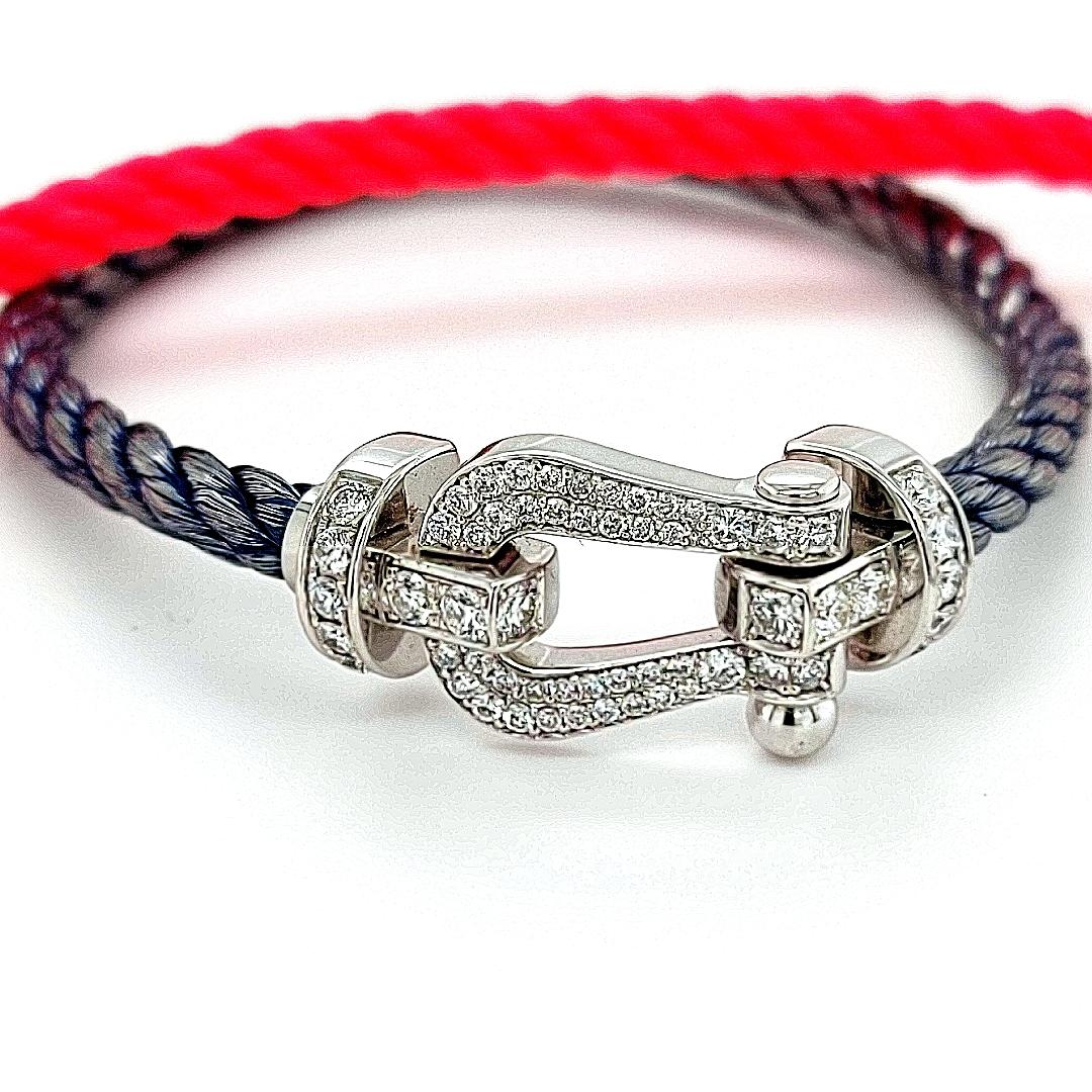 Fred Force 10:: serti de diamants taille brillant:: avec bracelet câble rouge et bleu 6
